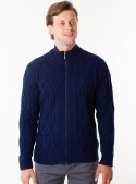 Men's knitted blue cardigan with zipper