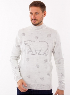 Knitted gray jumper with a bear