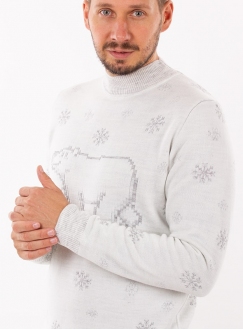 Knitted gray jumper with a bear