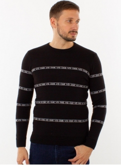 Jumper men&#039;s knitted black with a logo