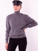Жіночий сірий меланж светр гольф щільної в'язки