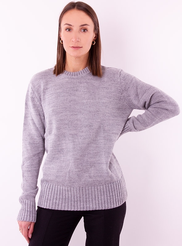 Женский серый меланж свитер крупной вязки