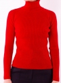 Женский красный свитер гольф тонкой вязки