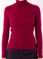 Жіночий бордовий светр гольф тонкої в'язки