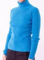 Жіночий бірюзовий светр гольф тонкої в'язки
