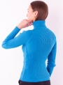 Женский бирюзовый свитер гольф тонкой вязки