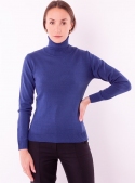 Жіночий светр гольф Мілано джинсового кольору тонкої в'язки