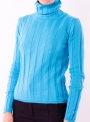 Жіночий светр гольф бірюзового кольору  тонкої в'язки