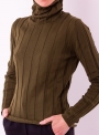 Женский свитер гольф цвета хаки тонкой вязки