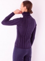 Жіночий светр гольф темно-синього кольору  тонкої в'язки