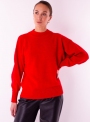 Женский ярко красный свитер крупной вязки