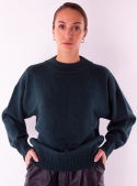 Женский темно зеленый свитер крупной вязки