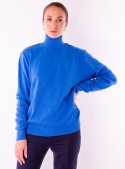 Жіночий блакитний светр гольф щільної в'язки