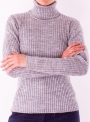 Женский серый свитер гольф тонкой вязки