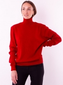 Женский красный свитер гольф плотной вязки