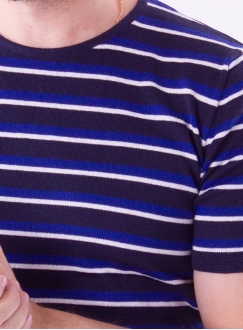 Мужская хлопковая футболка синяя в полоску