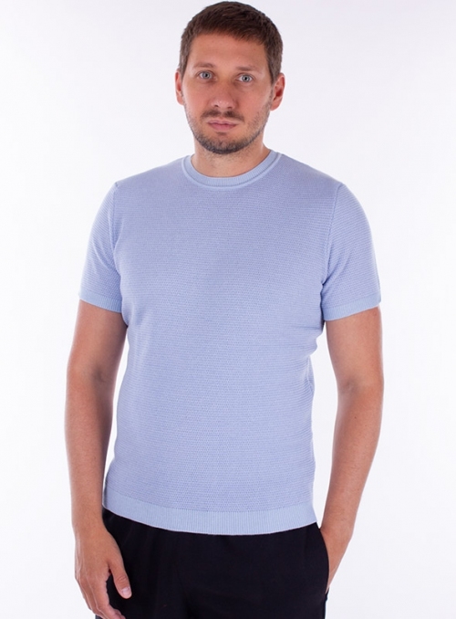 Мужская хлопковая футболка голубого цвета