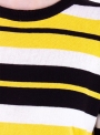 Вязаная женская футболка в черную, молочную и желтую полоску
