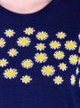 Жіноча футболка синього кольору з квітковим візерунком