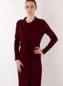 Женское вязаное платье бордового цвета с воротником
