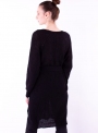 Женское вязаное джемпер-платье черного цвета с поясом