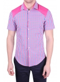 Shirt cotton in pink cage
