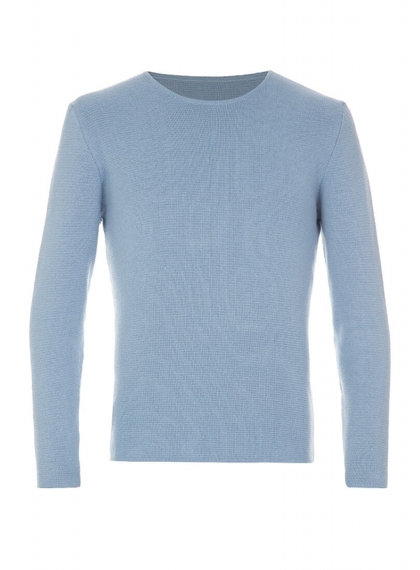 Blue cotton knitted sweater