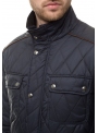 Men's jacket is dark blue with zipper
