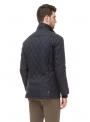Men's jacket is dark blue with zipper