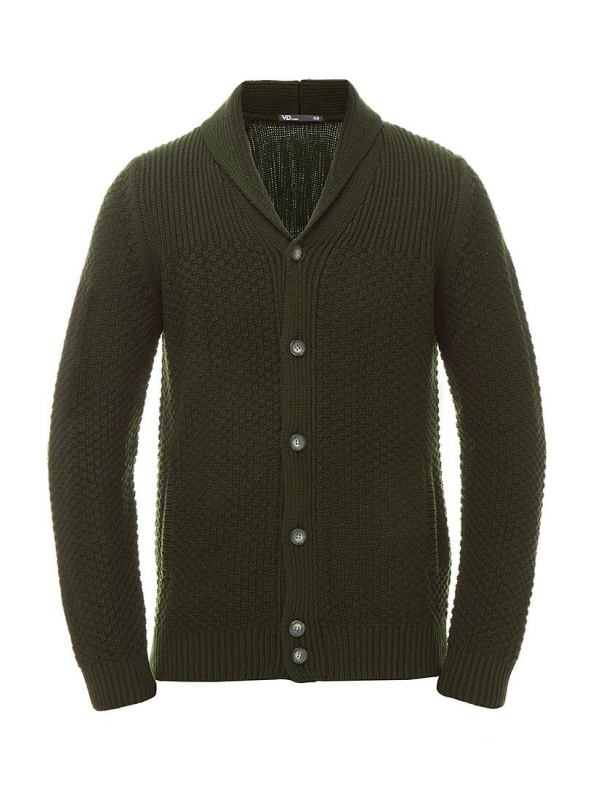 Cardigan dark green knitted on buttons